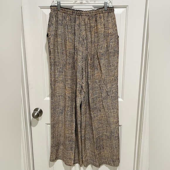 DOROTHY SCHOELEN PLATINUM TAN/ BROWN VINTAGE WIDE LEG ELASTIC WAIST PANTS SZ 16 - Picture 4 of 10